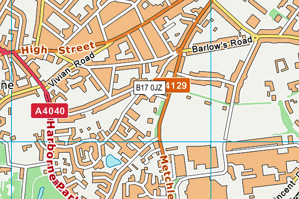 B17 0JZ map - OS VectorMap District (Ordnance Survey) B17 0JZ map - OS VectorMap District (Ordnance Survey)