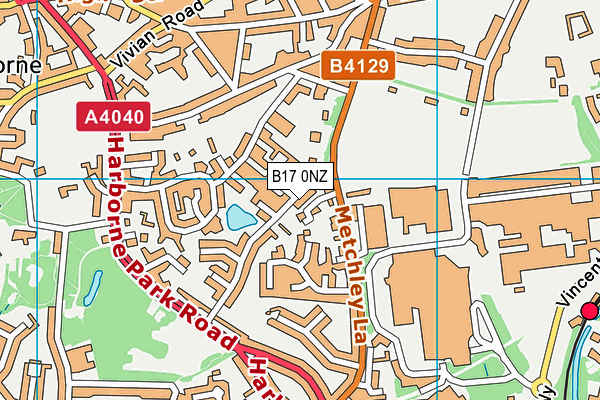 B17 0NZ map - OS VectorMap District (Ordnance Survey) B17 0NZ map - OS VectorMap District (Ordnance Survey)