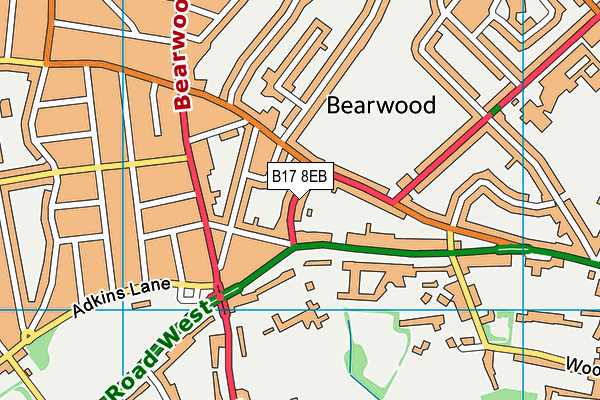 B17 8EB map - OS VectorMap District (Ordnance Survey) B17 8EB map - OS VectorMap District (Ordnance Survey)