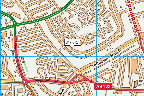 B17 8RJ map - OS VectorMap District (Ordnance Survey)