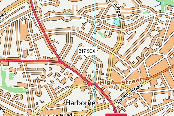 B17 9QX map - OS VectorMap District (Ordnance Survey) B17 9QX map - OS VectorMap District (Ordnance Survey)