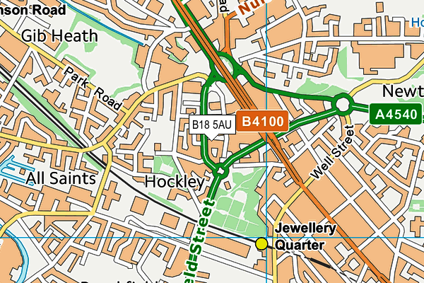 B18 5AU map - OS VectorMap District (Ordnance Survey) B18 5AU map - OS VectorMap District (Ordnance Survey)