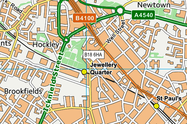 B18 6HA map - OS VectorMap District (Ordnance Survey)