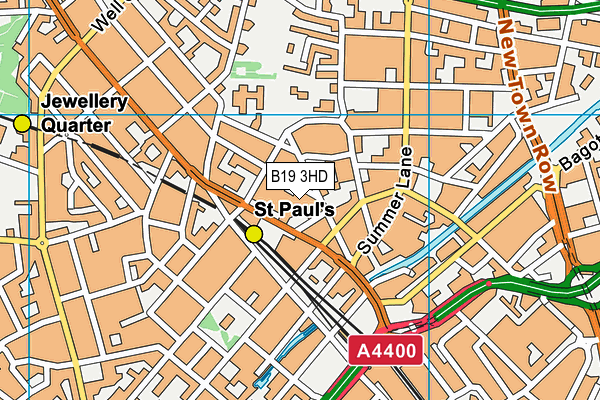 B19 3HD map - OS VectorMap District (Ordnance Survey)