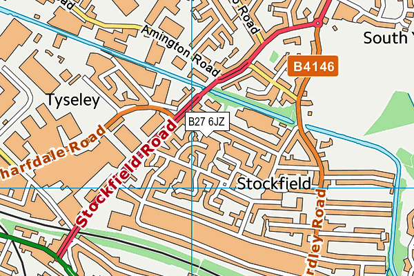 B27 6JZ map - OS VectorMap District (Ordnance Survey)