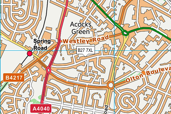 B27 7XL map - OS VectorMap District (Ordnance Survey)