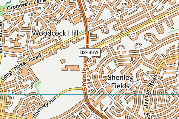 B29 4HW map - OS VectorMap District (Ordnance Survey)