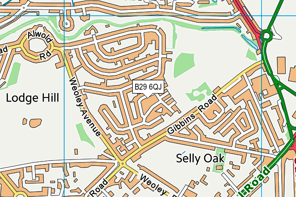 B29 6QJ map - OS VectorMap District (Ordnance Survey)