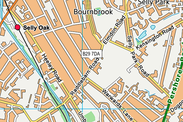 B29 7DA map - OS VectorMap District (Ordnance Survey)