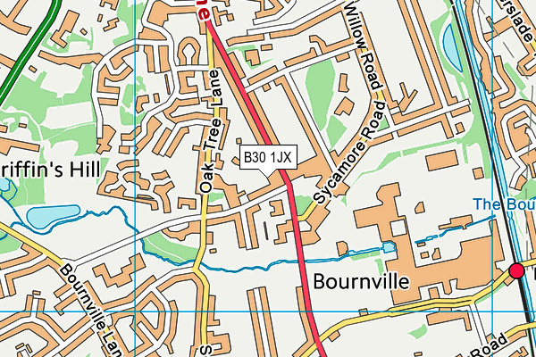B30 1JX map - OS VectorMap District (Ordnance Survey) B30 1JX map - OS VectorMap District (Ordnance Survey)