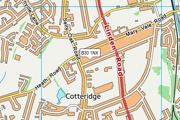 B30 1NX map - OS VectorMap District (Ordnance Survey) B30 1NX map - OS VectorMap District (Ordnance Survey)