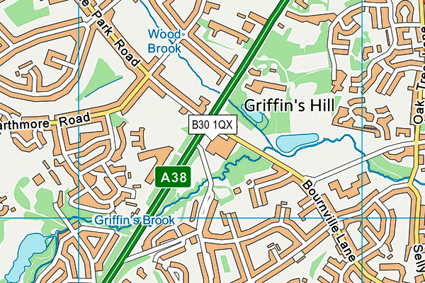 B30 1QX map - OS VectorMap District (Ordnance Survey) B30 1QX map - OS VectorMap District (Ordnance Survey)