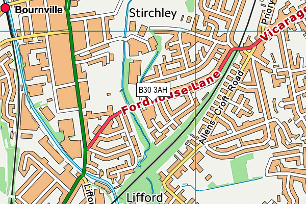 B30 3AH map - OS VectorMap District (Ordnance Survey) B30 3AH map - OS VectorMap District (Ordnance Survey)