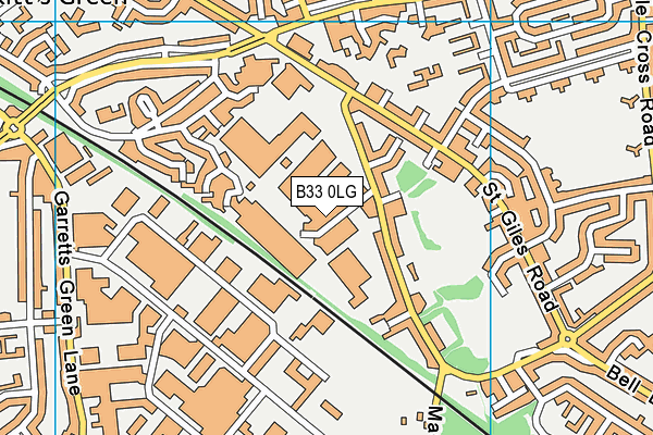 B33 0LG map - OS VectorMap District (Ordnance Survey)