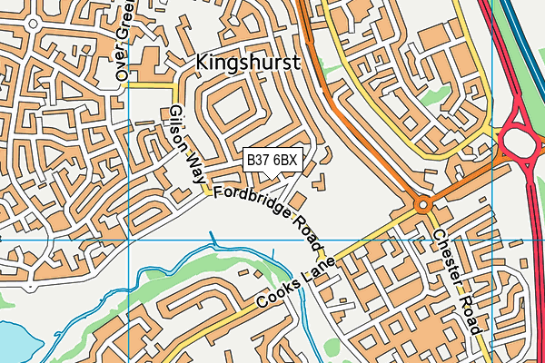 B37 6BX map - OS VectorMap District (Ordnance Survey)