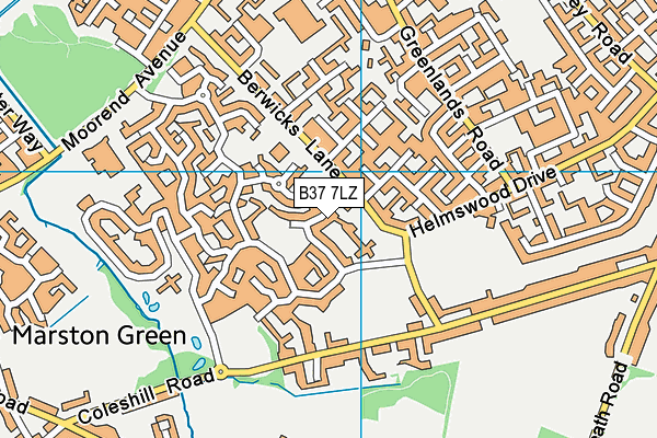 B37 7LZ map - OS VectorMap District (Ordnance Survey) B37 7LZ map - OS VectorMap District (Ordnance Survey)