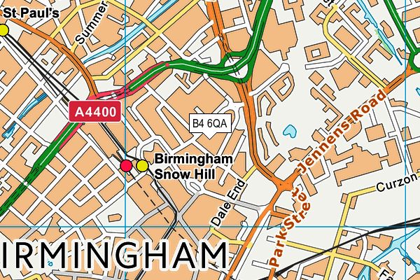 B4 6QA map - OS VectorMap District (Ordnance Survey)