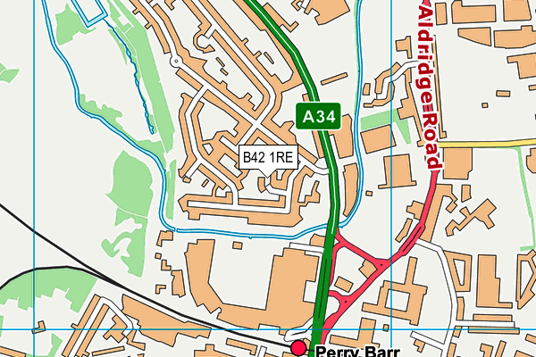 B42 1RE map - OS VectorMap District (Ordnance Survey)