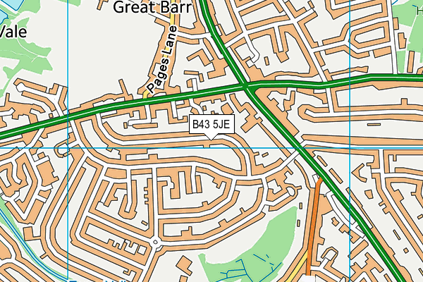 B43 5JE map - OS VectorMap District (Ordnance Survey)