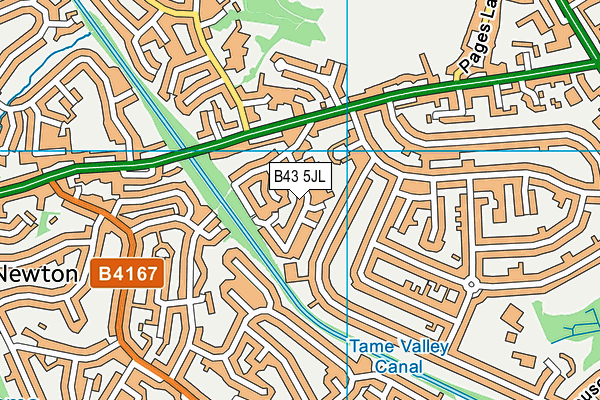 B43 5JL map - OS VectorMap District (Ordnance Survey)