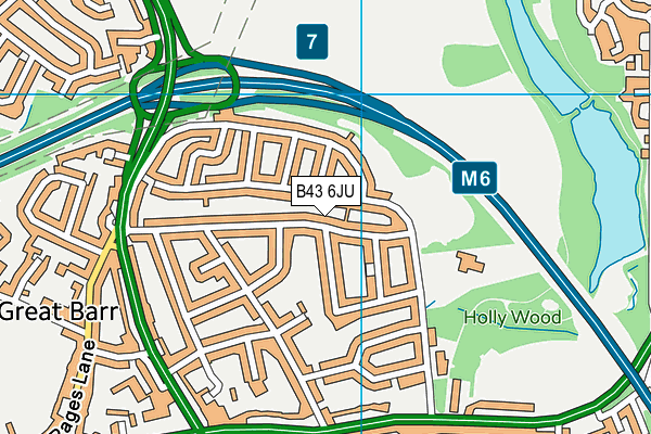 B43 6JU map - OS VectorMap District (Ordnance Survey)