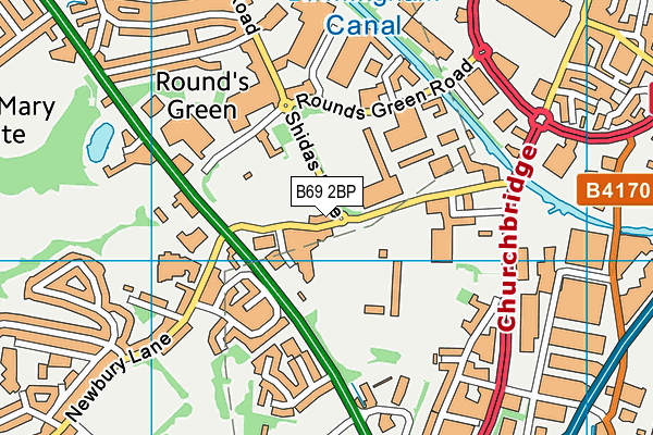 B69 2BP map - OS VectorMap District (Ordnance Survey)