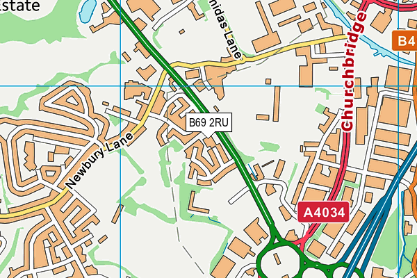 B69 2RU map - OS VectorMap District (Ordnance Survey)