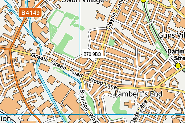 B70 9BQ map - OS VectorMap District (Ordnance Survey) B70 9BQ map - OS VectorMap District (Ordnance Survey)