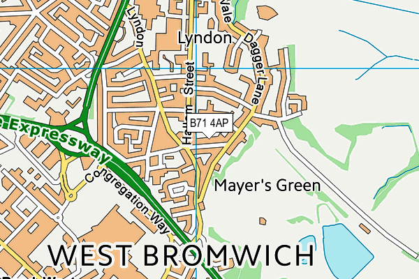 B71 4AP map - OS VectorMap District (Ordnance Survey)