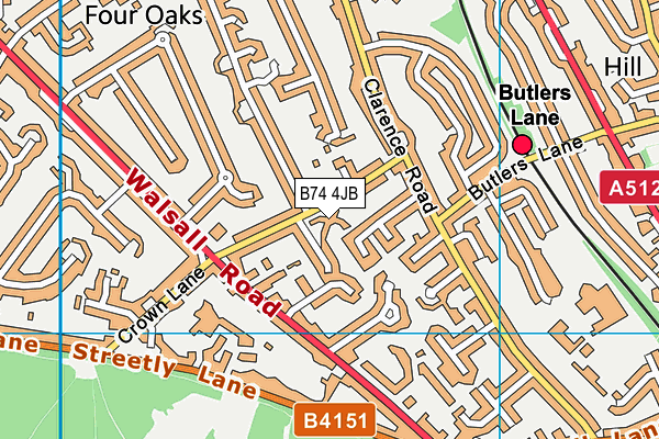 B74 4JB map - OS VectorMap District (Ordnance Survey) B74 4JB map - OS VectorMap District (Ordnance Survey)