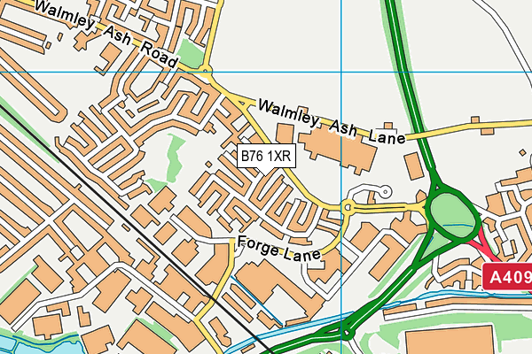 B76 1XR map - OS VectorMap District (Ordnance Survey)