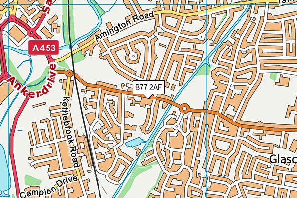 B77 2AF map - OS VectorMap District (Ordnance Survey) B77 2AF map - OS VectorMap District (Ordnance Survey)
