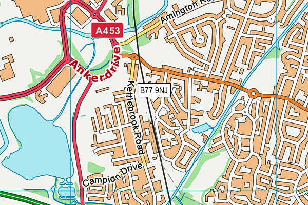 B77 9NJ map - OS VectorMap District (Ordnance Survey)