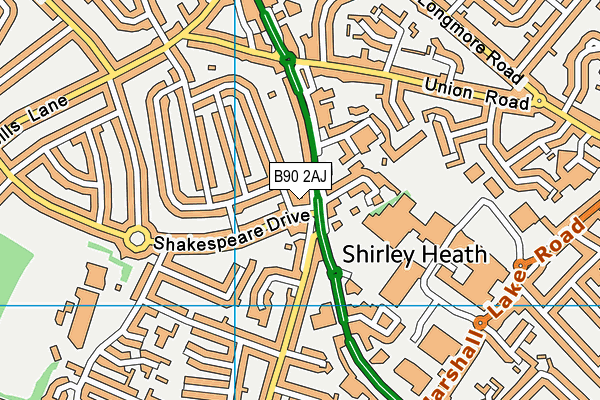 B90 2AJ map - OS VectorMap District (Ordnance Survey) B90 2AJ map - OS VectorMap District (Ordnance Survey)