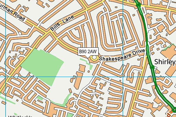 B90 2AW map - OS VectorMap District (Ordnance Survey)