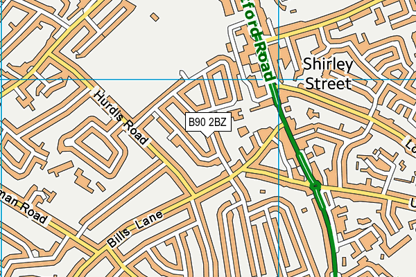 B90 2BZ map - OS VectorMap District (Ordnance Survey) B90 2BZ map - OS VectorMap District (Ordnance Survey)