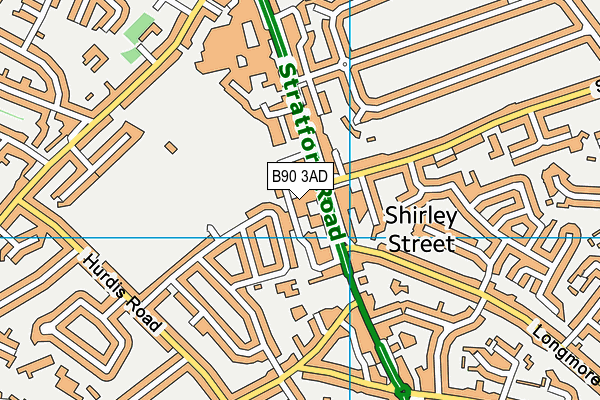 B90 3AD map - OS VectorMap District (Ordnance Survey)