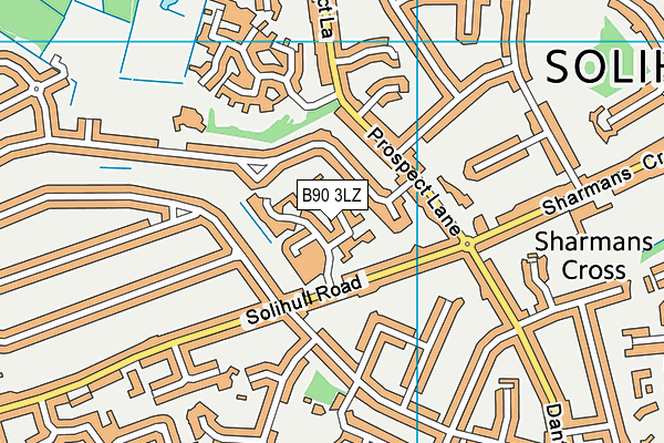 B90 3LZ map - OS VectorMap District (Ordnance Survey) B90 3LZ map - OS VectorMap District (Ordnance Survey)