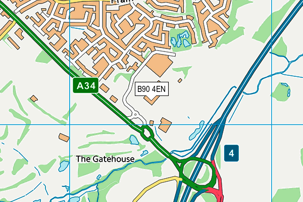 B90 4EN map - OS VectorMap District (Ordnance Survey)