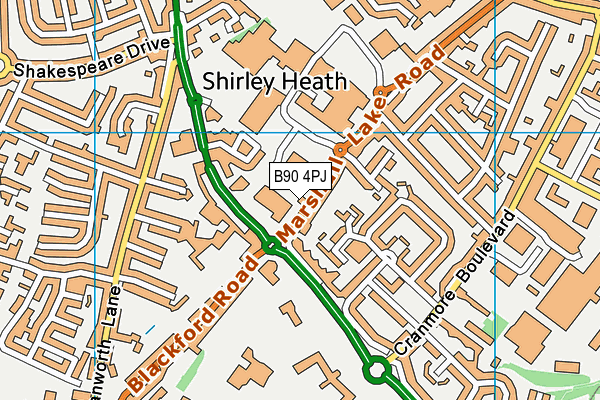 B90 4PJ map - OS VectorMap District (Ordnance Survey) B90 4PJ map - OS VectorMap District (Ordnance Survey)
