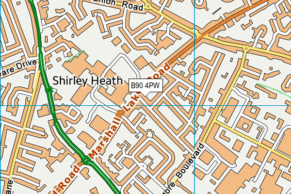 B90 4PW map - OS VectorMap District (Ordnance Survey)