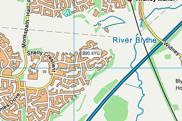 B90 4YG map - OS VectorMap District (Ordnance Survey) B90 4YG map - OS VectorMap District (Ordnance Survey)