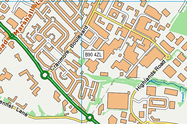 B90 4ZL map - OS VectorMap District (Ordnance Survey) B90 4ZL map - OS VectorMap District (Ordnance Survey)