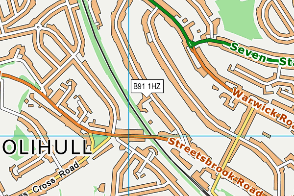 B91 1HZ map - OS VectorMap District (Ordnance Survey)