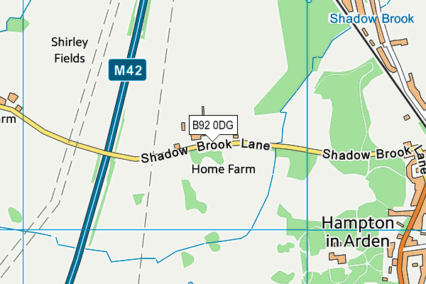B92 0DG map - OS VectorMap District (Ordnance Survey)