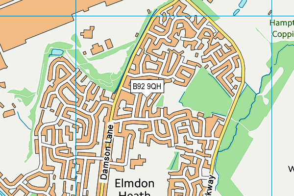 B92 9QH map - OS VectorMap District (Ordnance Survey) B92 9QH map - OS VectorMap District (Ordnance Survey)