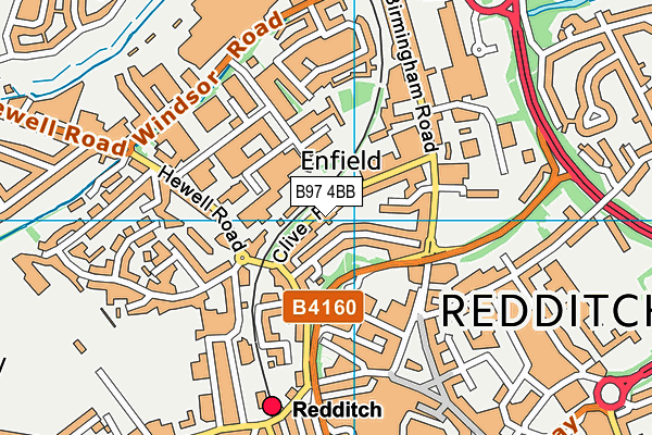 B97 4BB map - OS VectorMap District (Ordnance Survey)