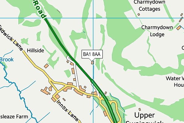 BA1 8AA map - OS VectorMap District (Ordnance Survey) BA1 8AA map - OS VectorMap District (Ordnance Survey)