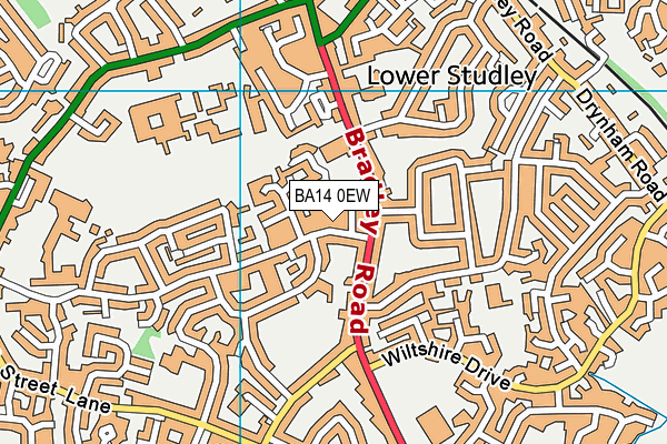 BA14 0EW map - OS VectorMap District (Ordnance Survey) BA14 0EW map - OS VectorMap District (Ordnance Survey)