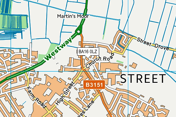 BA16 0LZ map - OS VectorMap District (Ordnance Survey) BA16 0LZ map - OS VectorMap District (Ordnance Survey)